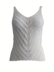 Eyelet Spaghetti Strap Top V-neck Cami for Summer