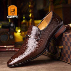 Crocodile Embossed Leather Dress Shoes for Men Lightweight Formal