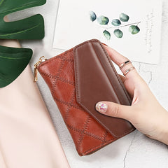 Light Brown Leather Bi Fold Wallet with Zipper Closure
