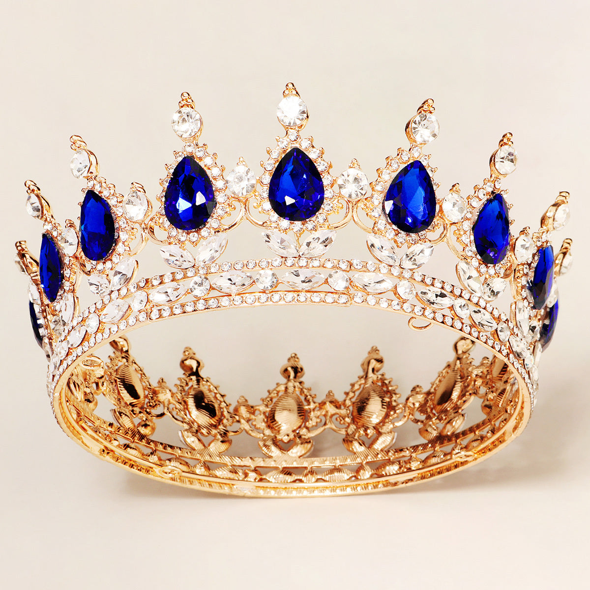 Baroque Crystal Rhinestone Crown Queen Tiara Vintage Wedding Hair Accessor