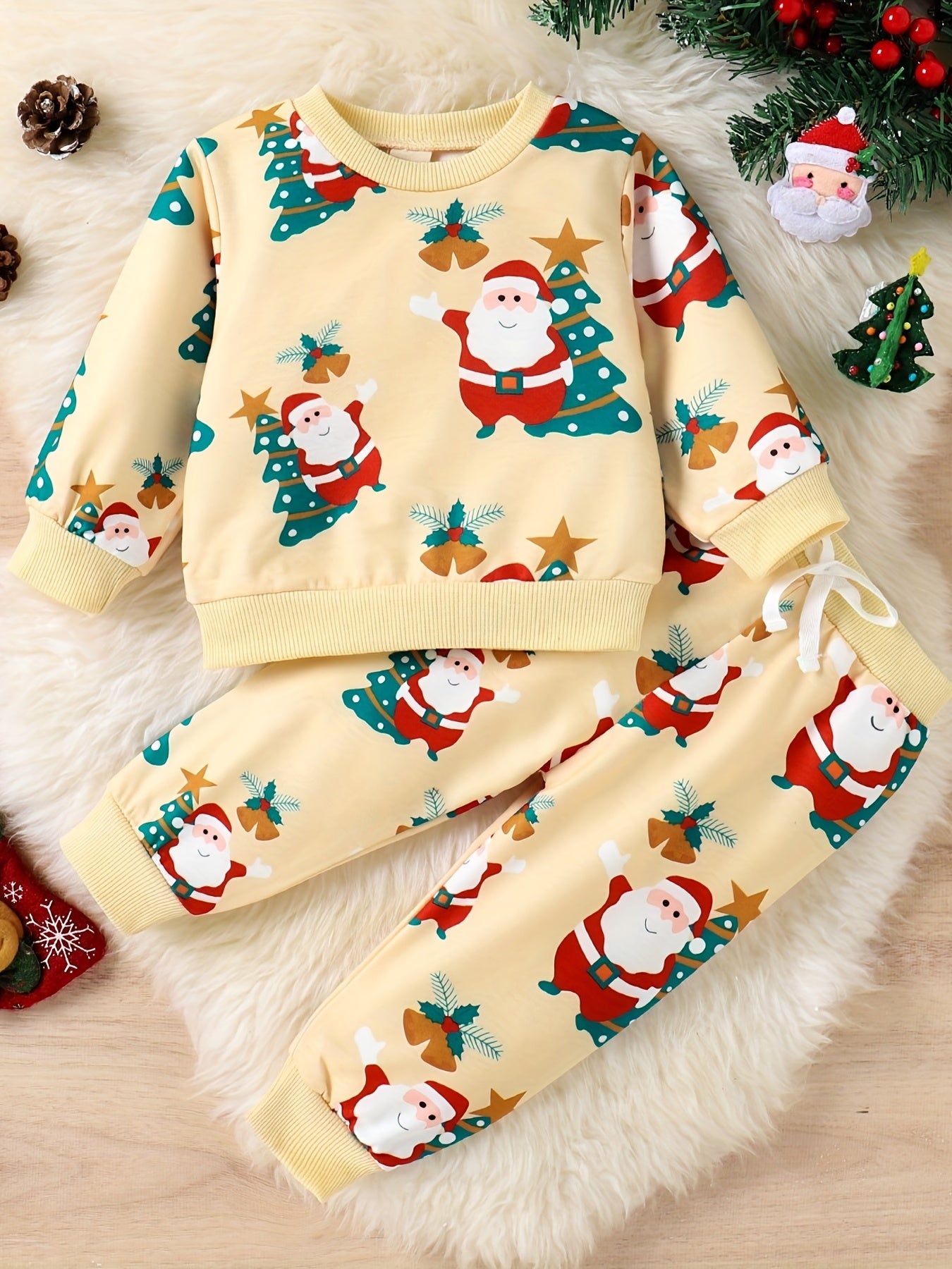 Boys Christmas Set Santa Claus Print Top & Casual Pants