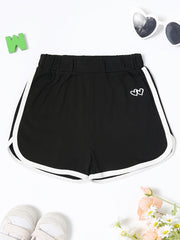 Girls Mini Heart Striped Print Shorts for Summer Sports