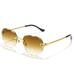 Wave Cutting Sunglasses Rimless Gradient Pilot Oval Sun Glasses
