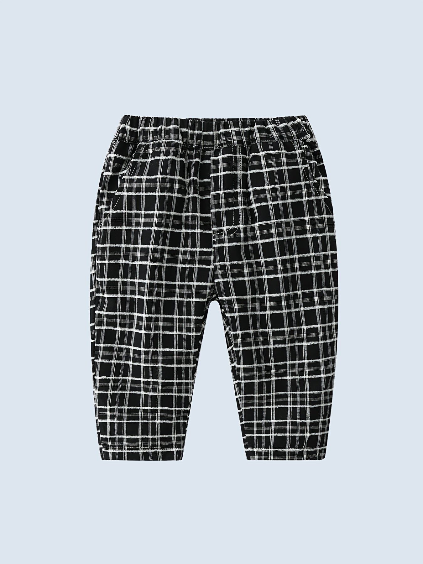 Baby Boys Gentleman Outfit Button Down Shirt Romper & Plaid Pants