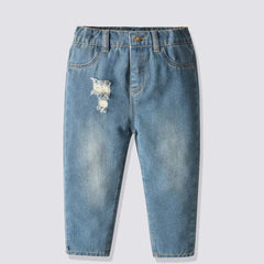 Kids Casual Ripped Jeans for Fall/Winter