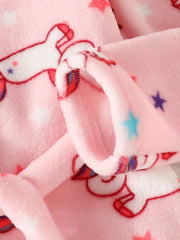 Toddler Unicorn Hooded Bathrobe Flannel PJ
