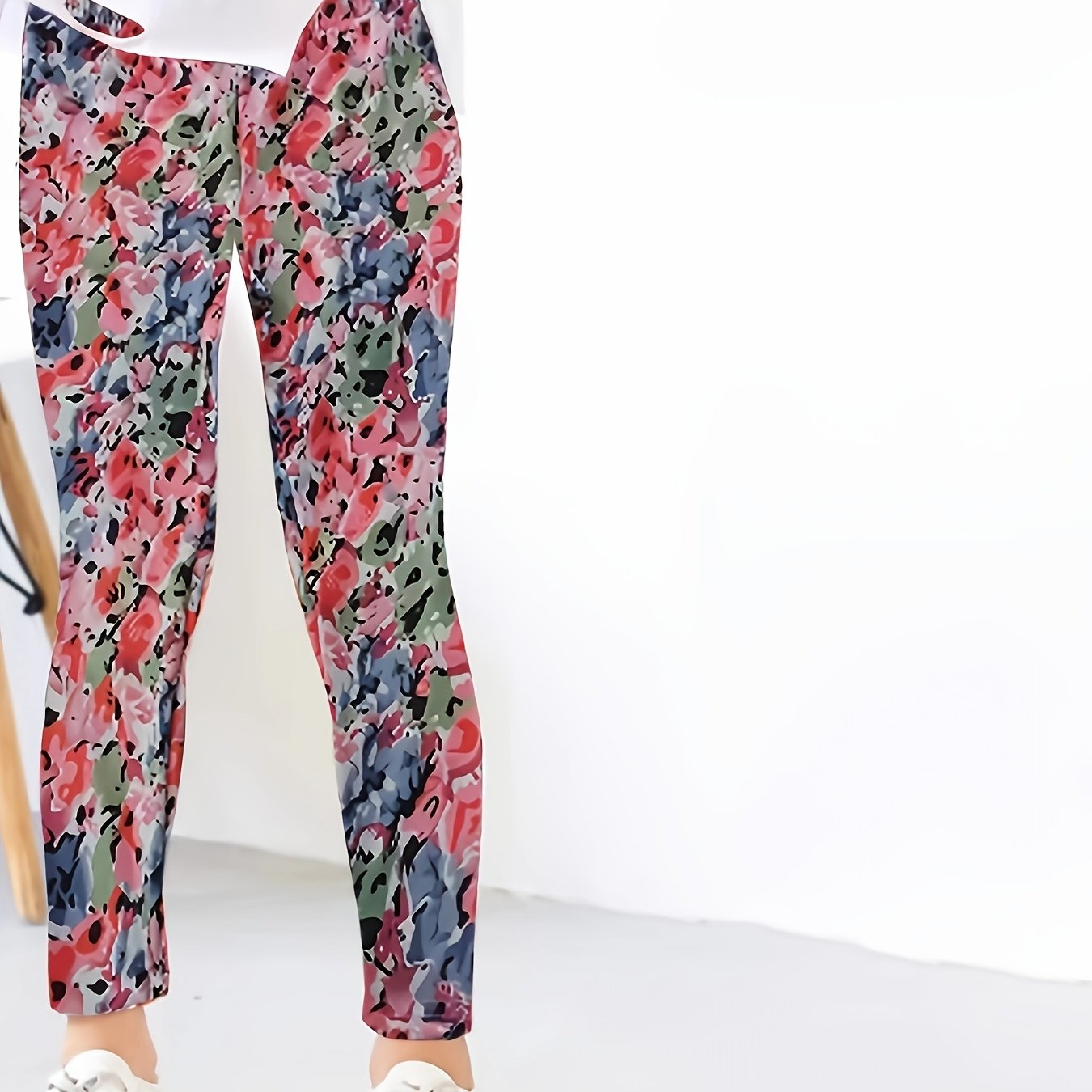 Girls Flower Painting Graphic Leggings All Seasons