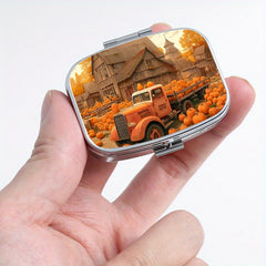 Pumpkin Pattern Printed Medicine Box Two Compartment Pill Box