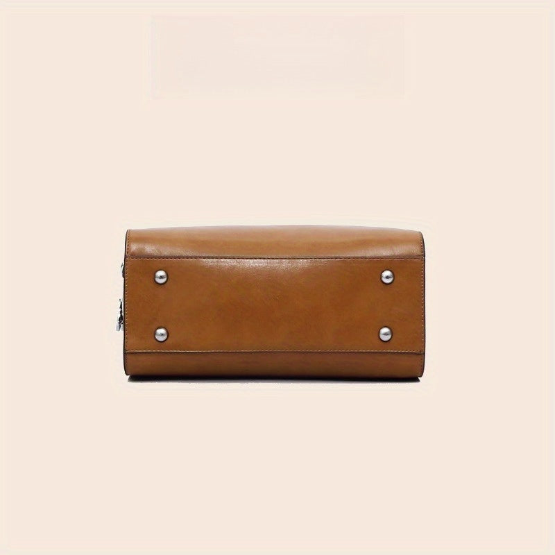 Retro Cylindrical Women's Handbag Caramel Brown