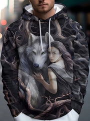 Beauty And Monster Print Hoodie For Men Graphic Hooded Pullover