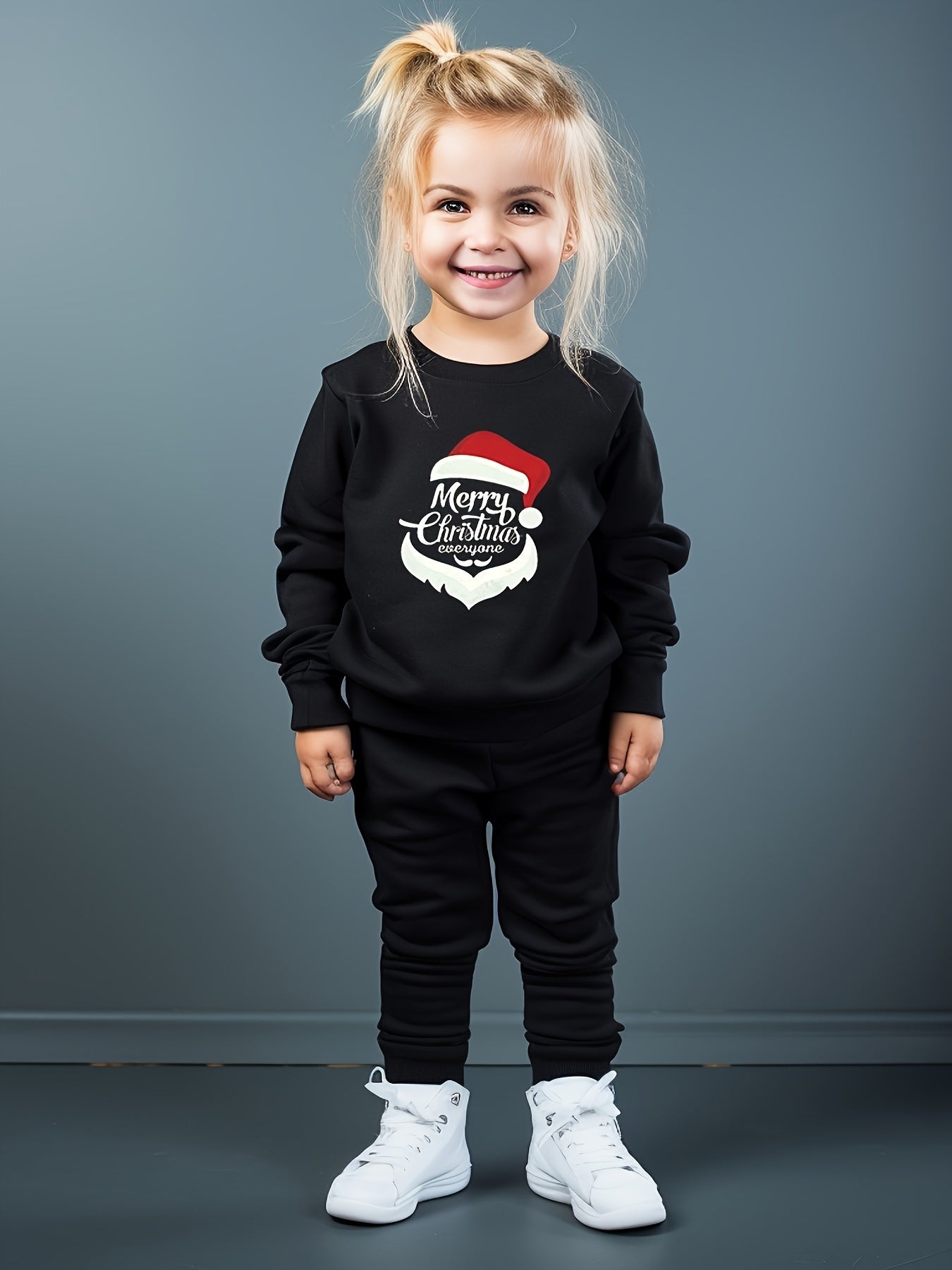 Girls 2pc Alphabet Crew Neck Sweatshirt & Solid Sweatpants Set