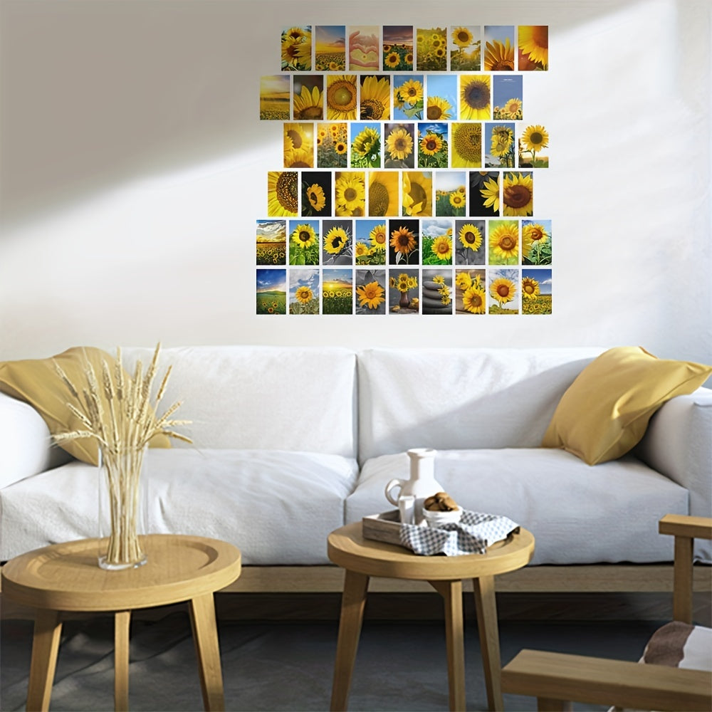 50pcs Sunflower Postcards for Sunflower Enthusiasts, Wall Art Decoration