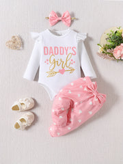 Baby Girl's Cotton Casual Two Pieces Set DADDY'S GIRL Striped Rom