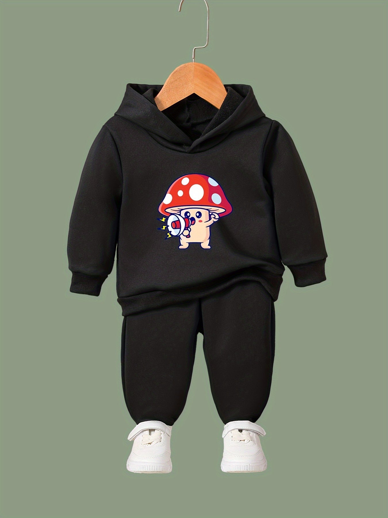 OERYUI Mushroom Print Hooded Pullover Pants Set For Sports Spring Fall