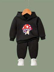 OERYUI Mushroom Print Hooded Pullover Pants Set For Sports Spring Fall
