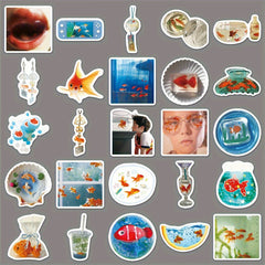 50pcs Ocean Stickers Summer Beach Fish Sea Animals Cartoon Vinyl Waterproof