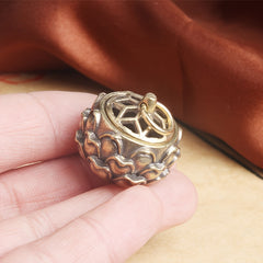 Mini Brass Lotus Incense Holder Key Chain for Car and Backpack