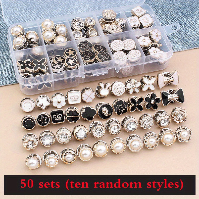 50pcs Anti Glare Brooch Dress Neckline Pearl Pin Seam Buckle
