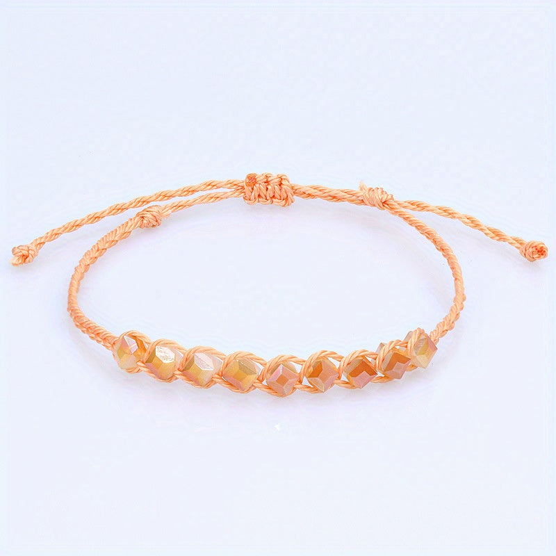 Crystal Charm Friendship Bracelet Hand Woven Rope for Friends