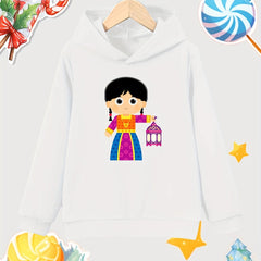 Girl with Lantern Girls Pullover Hoodie for Autumn