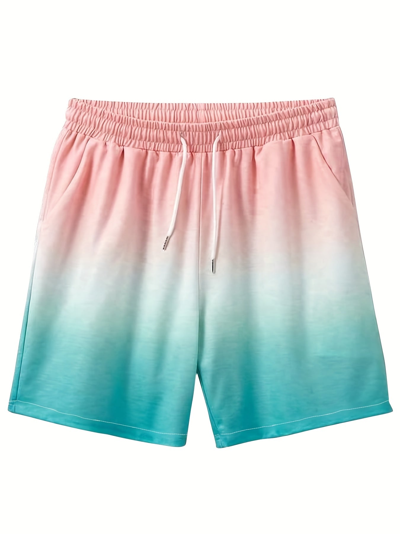 Quick Dry Gradient Men's Beach Shorts Drawstring Swim Trunks