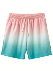 Quick Dry Gradient Men's Beach Shorts Drawstring Swim Trunks