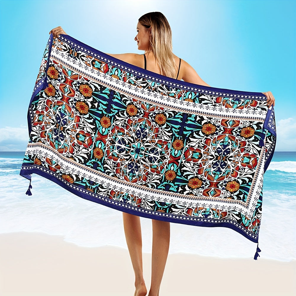 Large Printed Beach Towel Quick Drying with Tassels