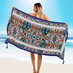 Large Printed Beach Towel Quick Drying with Tassels
