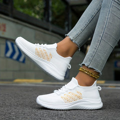 Women's Slip-On Running Shoes Breathable Elastic Casual Sneakers