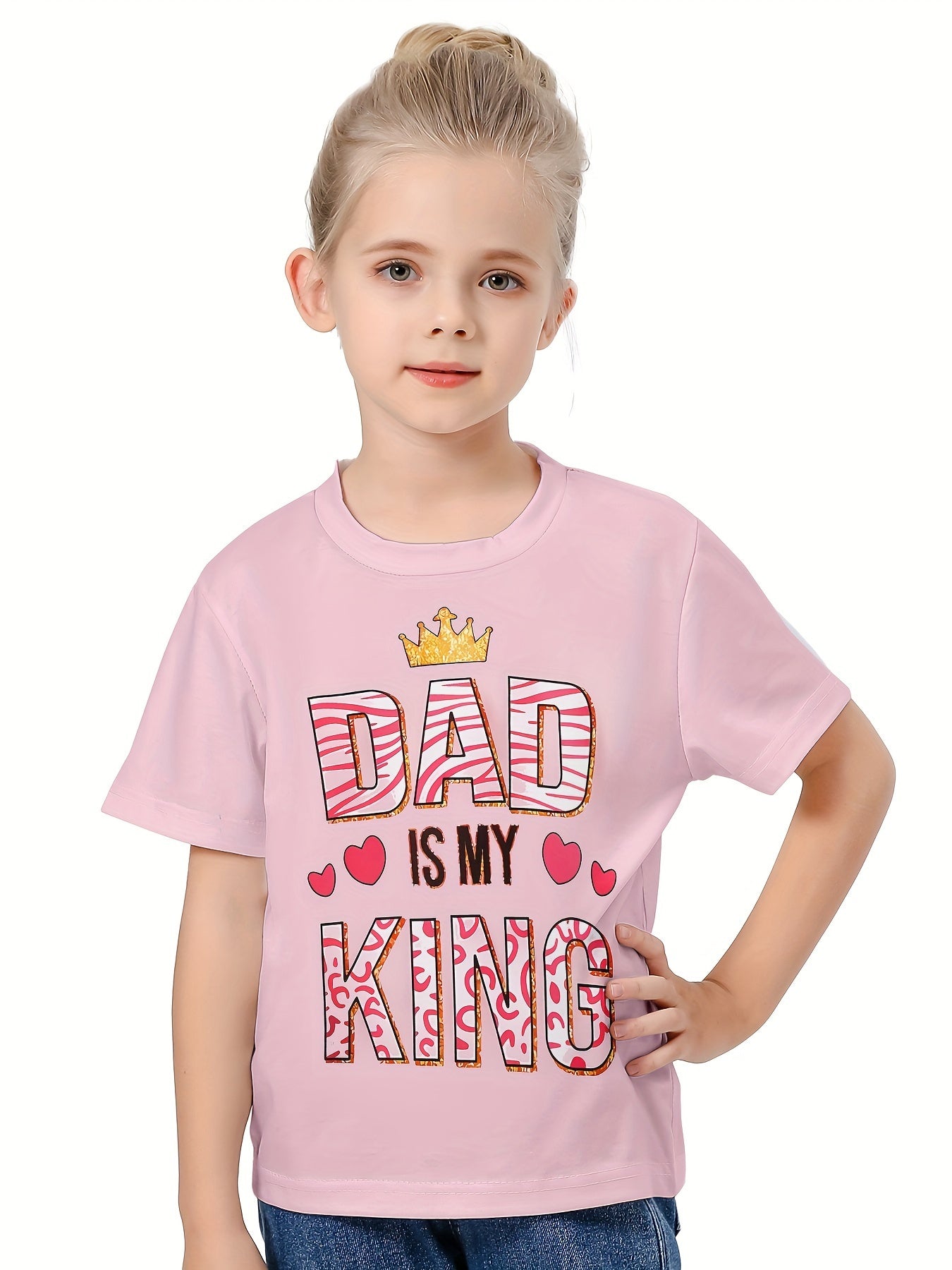 Girls boys 3D DAD IS MY KING Short Sleeve T shirt - Summer Clothes