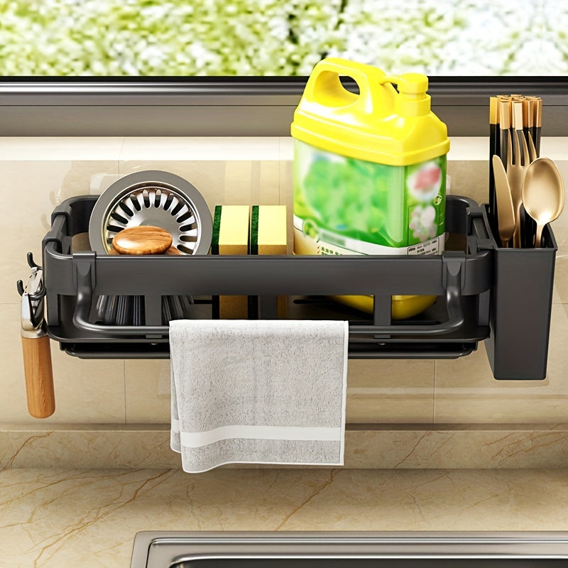 Sink Sponge Holder with Dish Brush and Cloth Hanger