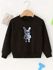 Girls Floral Bear Print Sweatshirt Long Sleeve Top Pullovers