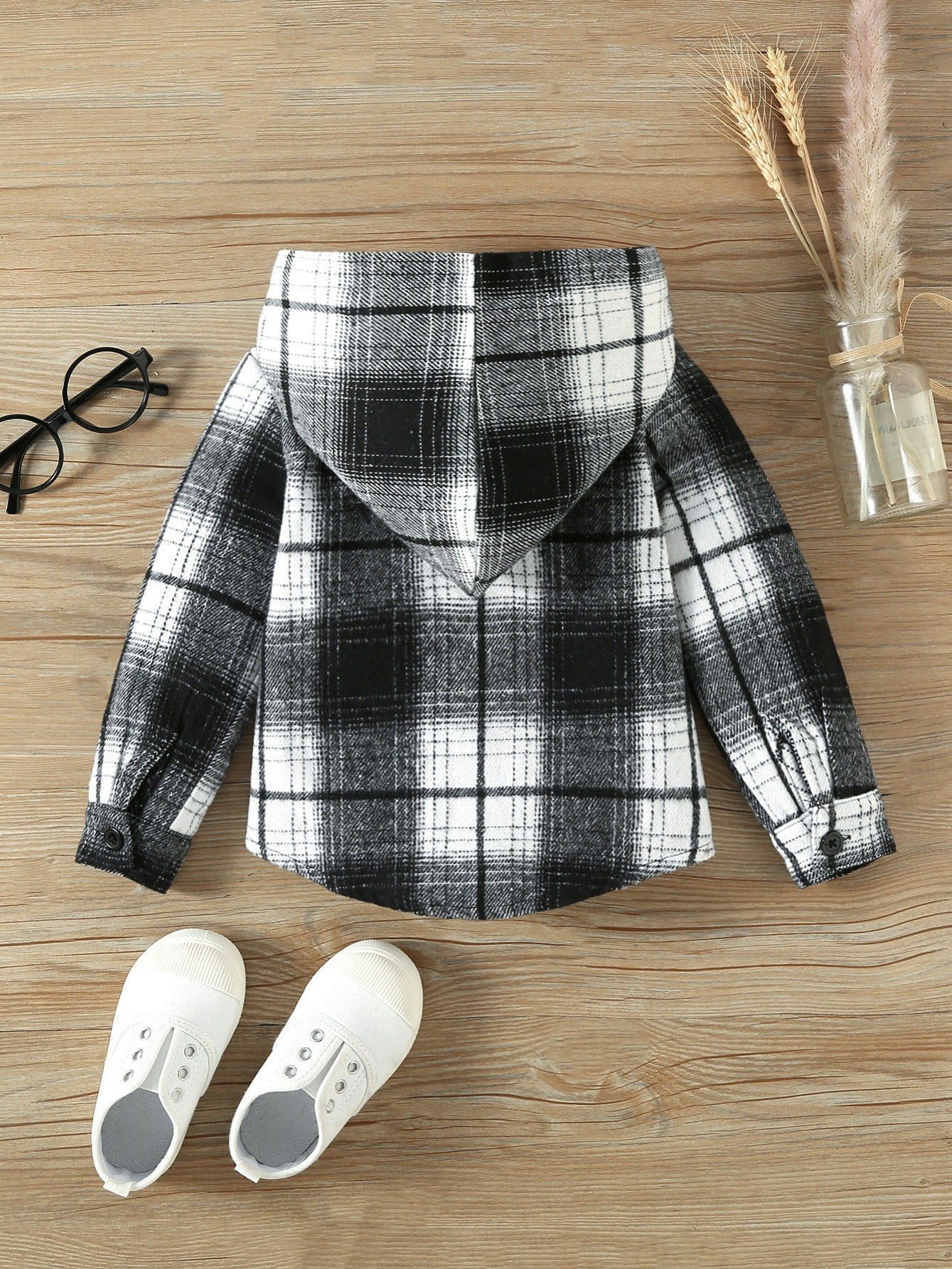 Toddler Boys Plaid Hooded Coat