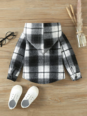 Toddler Boys Plaid Hooded Coat