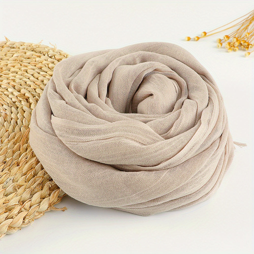 Solid Scarf Casual Frayed Edge Shawl Outdoor Sunscreen Wrap