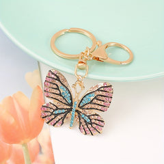 Zinc Alloy Diamond Butterfly Keychain Bag Ornament Holiday Gift