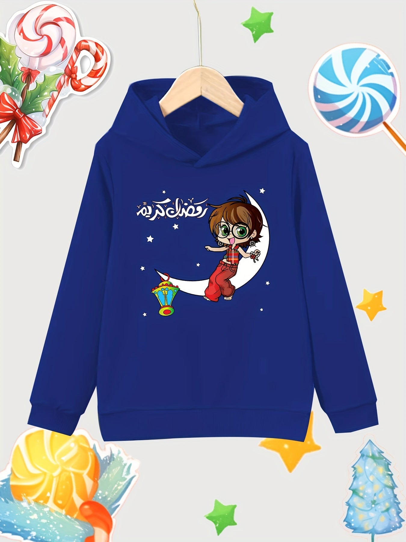 Moon Print Girls Hoodie Long Sleeve Sweatshirt