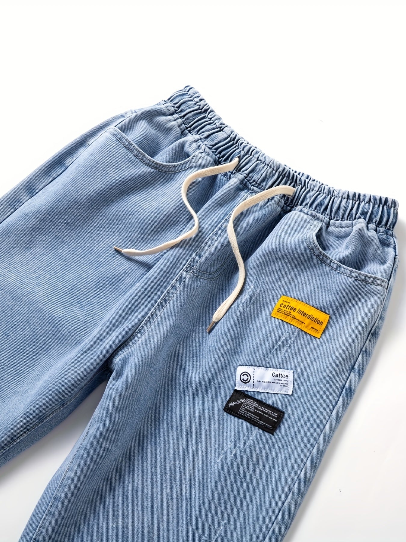 Men's Regular Elastic Waist Denim Jeans With Pockets
