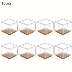 8pcs Silicone Furniture Leg Feet Tips Caps Chair Floor Protectors Square
