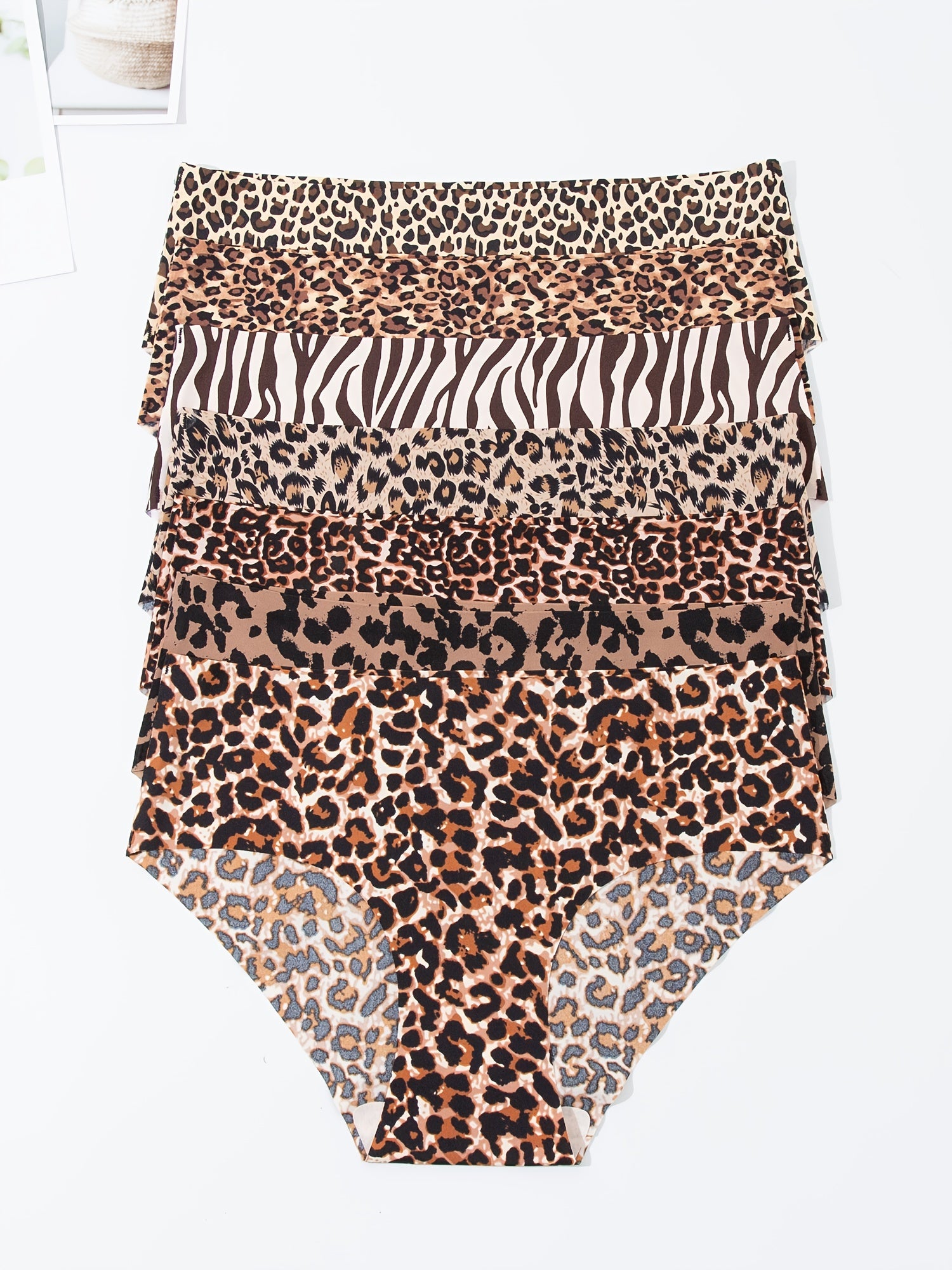 7pcs Seamless Leopard Briefs Stretchy Intimates Panties
