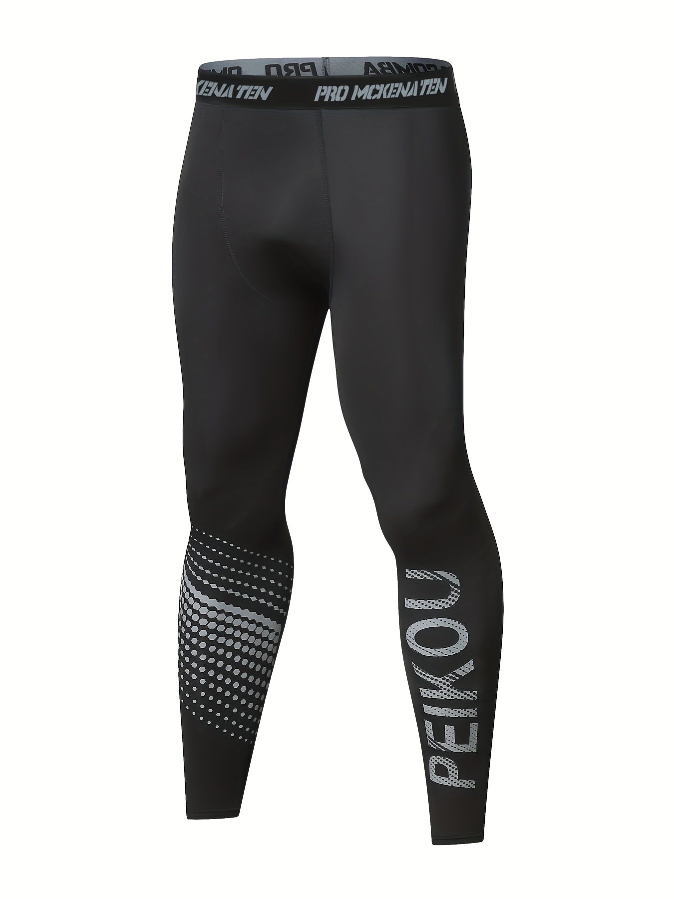 Men's Skinny Fit Letter Print Elastic Leggings for Running Trekking Walking
