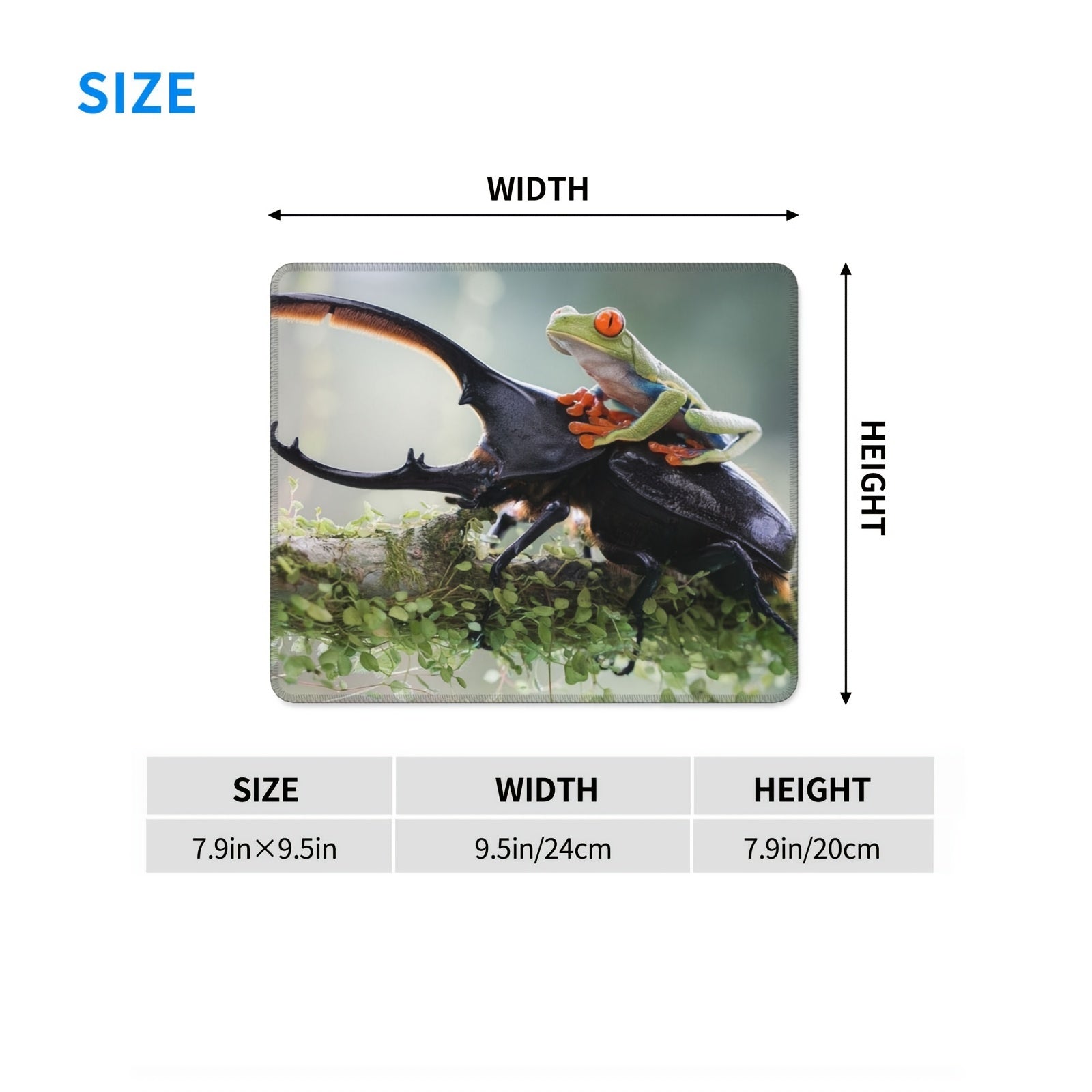 Insect & Frog Pattern 20x24cm Mouse Pad for Games and Office