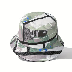 Unisex Sunshade Bucket Hat with Cartoon Pattern for Climbing Fishing