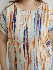 Women's Plus Size Random Print Short Sleeve Blouse
