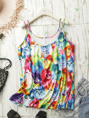 Colorful Cat Print Tank Top
