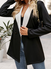 Long Sleeve Blazer Open Front Lapel Blazer - Women's Clothing
