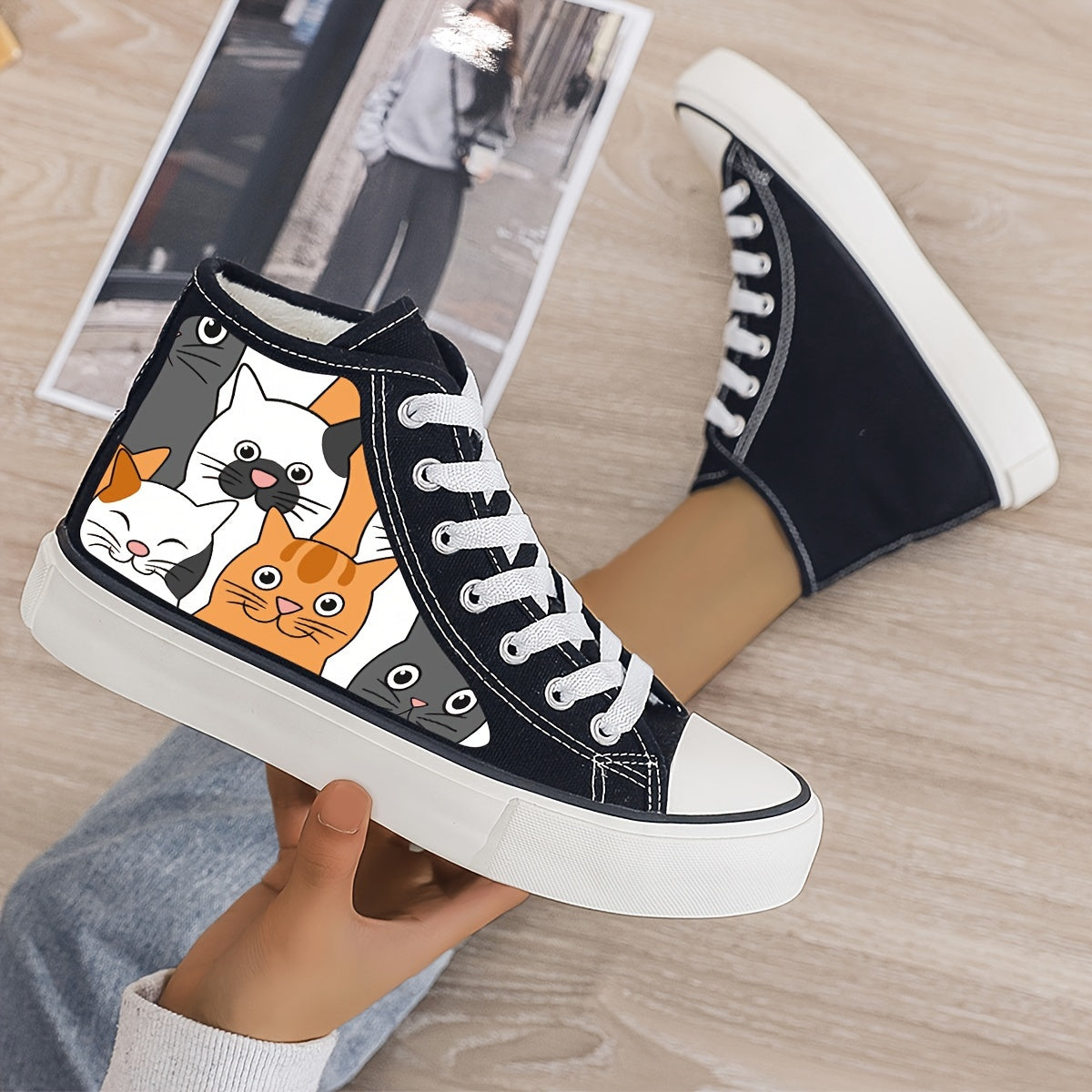 Girls' High Top Cats Skate Shoes with Plush Lining