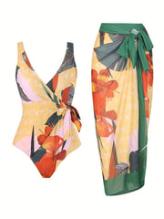 Women's Plus Size Tropical Print Tankini Set