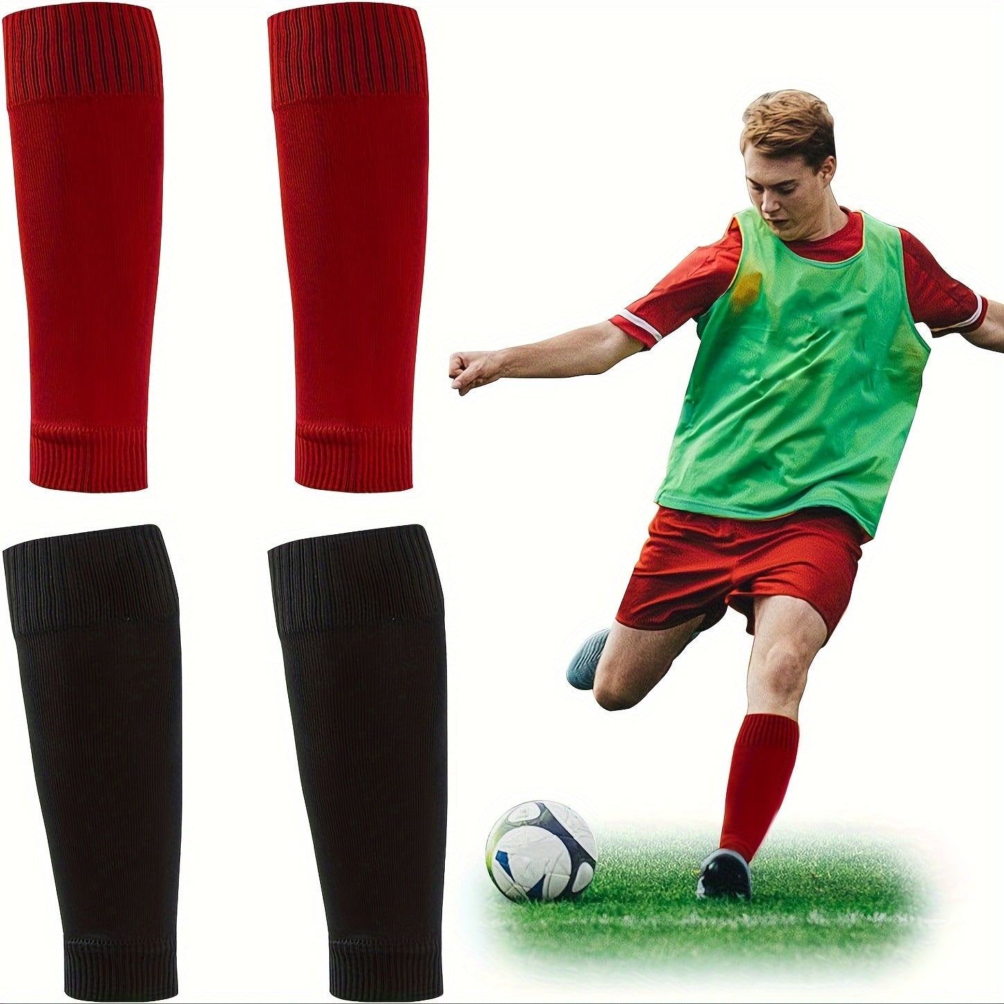 2 Pairs Soccer Socks Calf Socks Shin Guards Football Training Gear