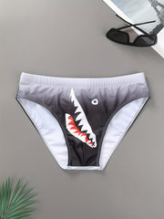 Shark Print Men's Swimsuit Brief Quick Dry Swim Briefs Bikini Swimwear